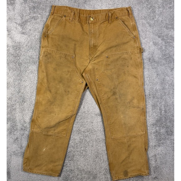 Carhartt Pants Men 38x30 Double Knee Carpenter Dungaree Workwear Utility B136BRN